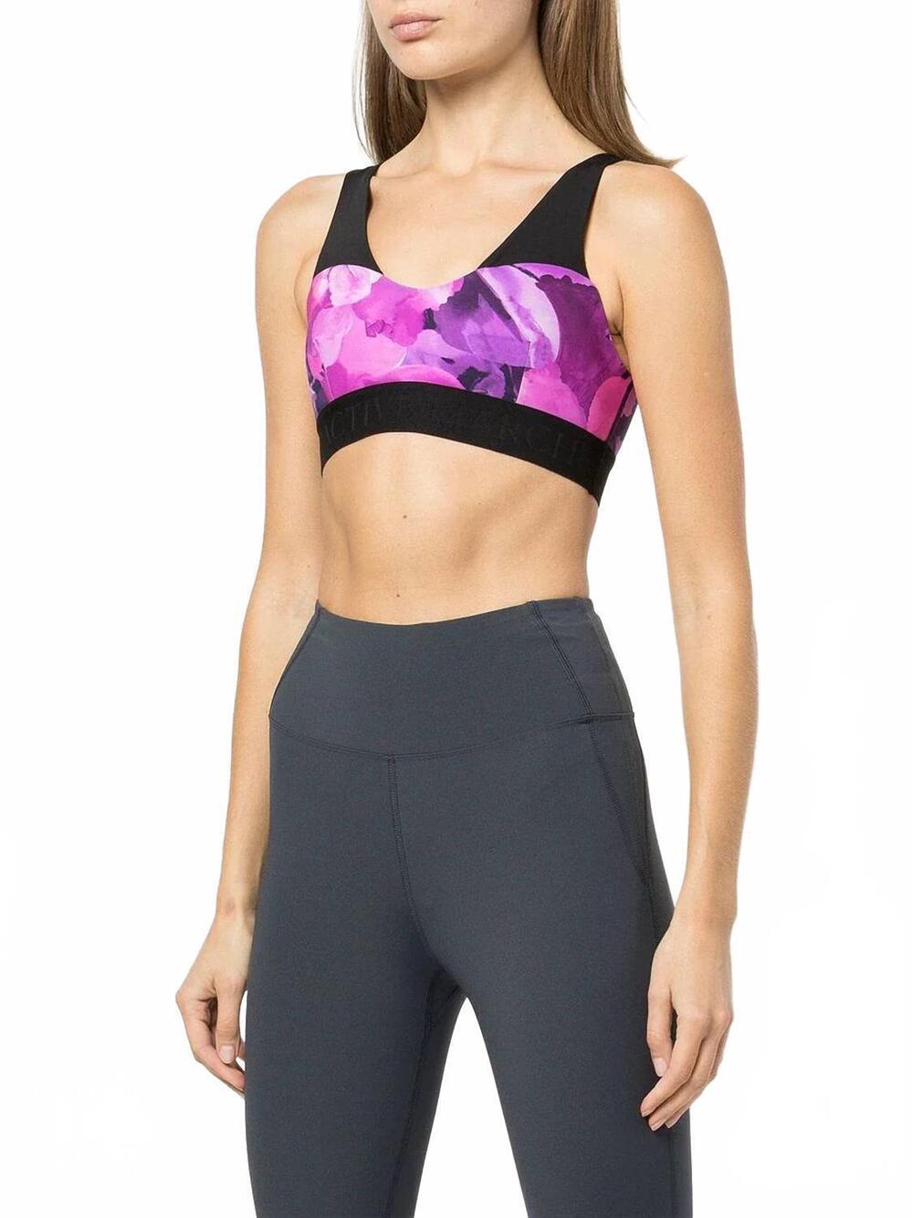 NEW MARCHESA ATHLEISURE coco printed bra in raspberry multi